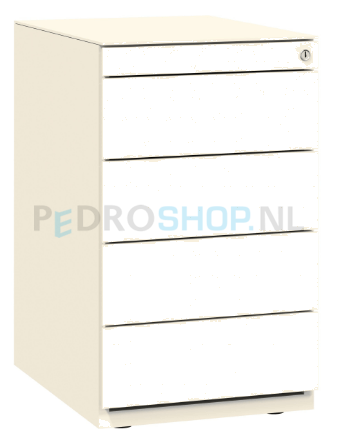 Stand ladenblok Bisley Basic met 4 laden, 69,8 cm hoog, 77,5 cm diep, krijtwit